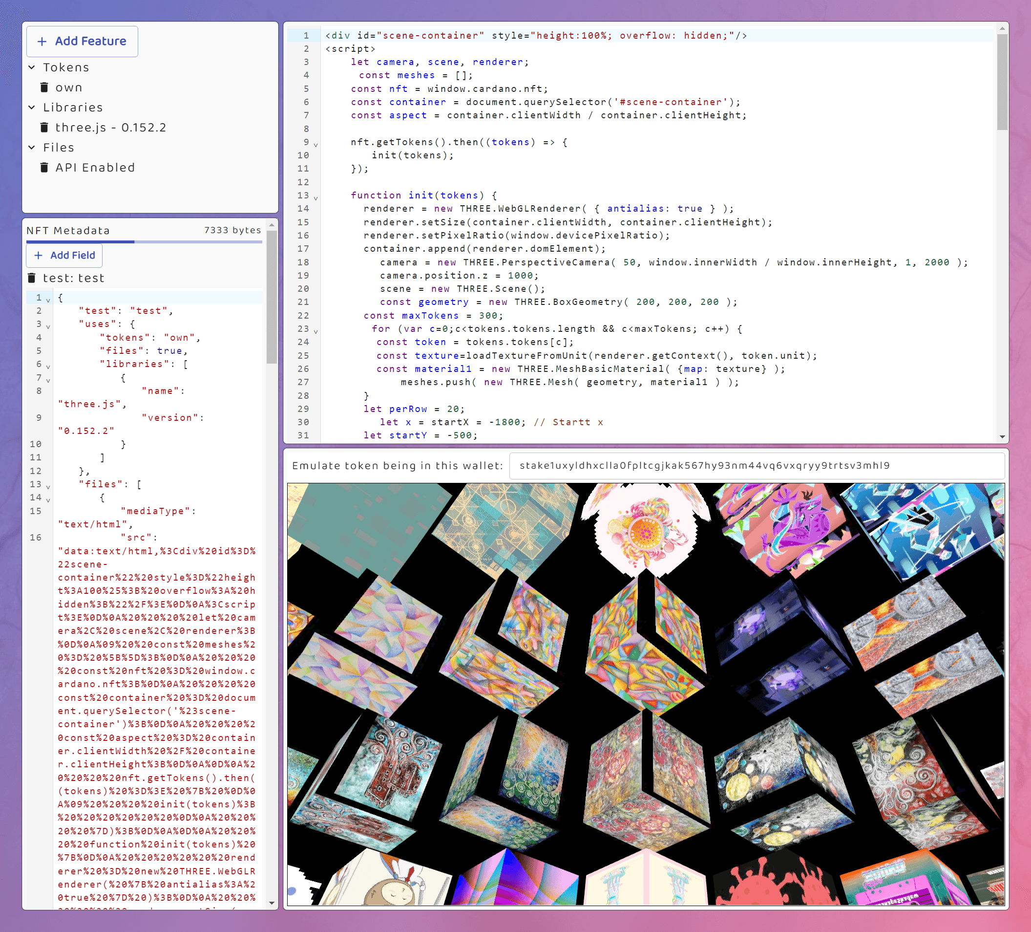 Token cubes screenshot